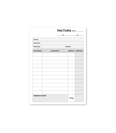 Talonario liderpapel facturas 8º original y copia t201 sin iva